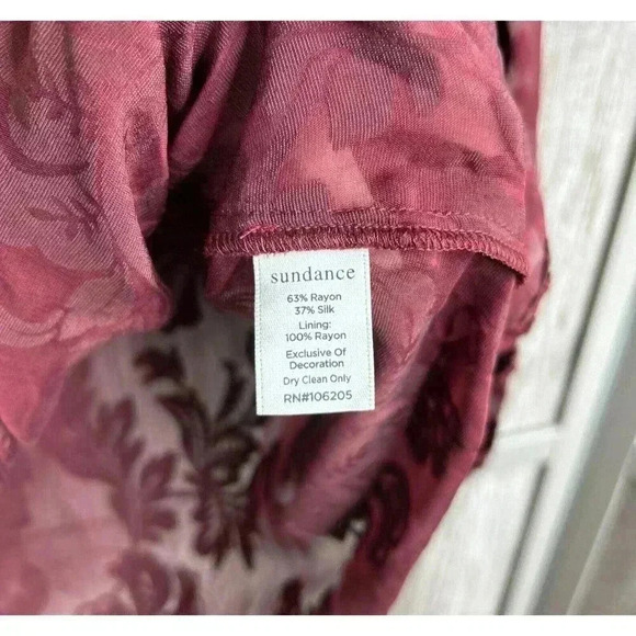 Sundance L Burnt Velvet Top Red Balloon Sleeve Red Color Silk Blend Large - Picture 5 of 9